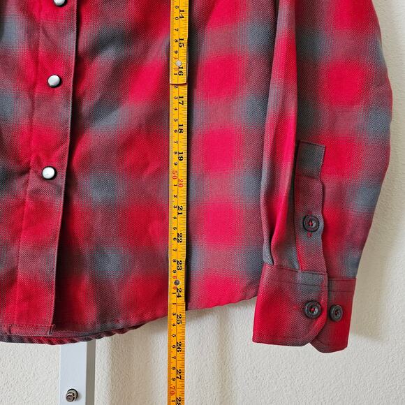DIXXON NWT Men's Pulaski Red Gray Pearl Snap Flannel Button Shirt Sz S - Picture 13 of 15